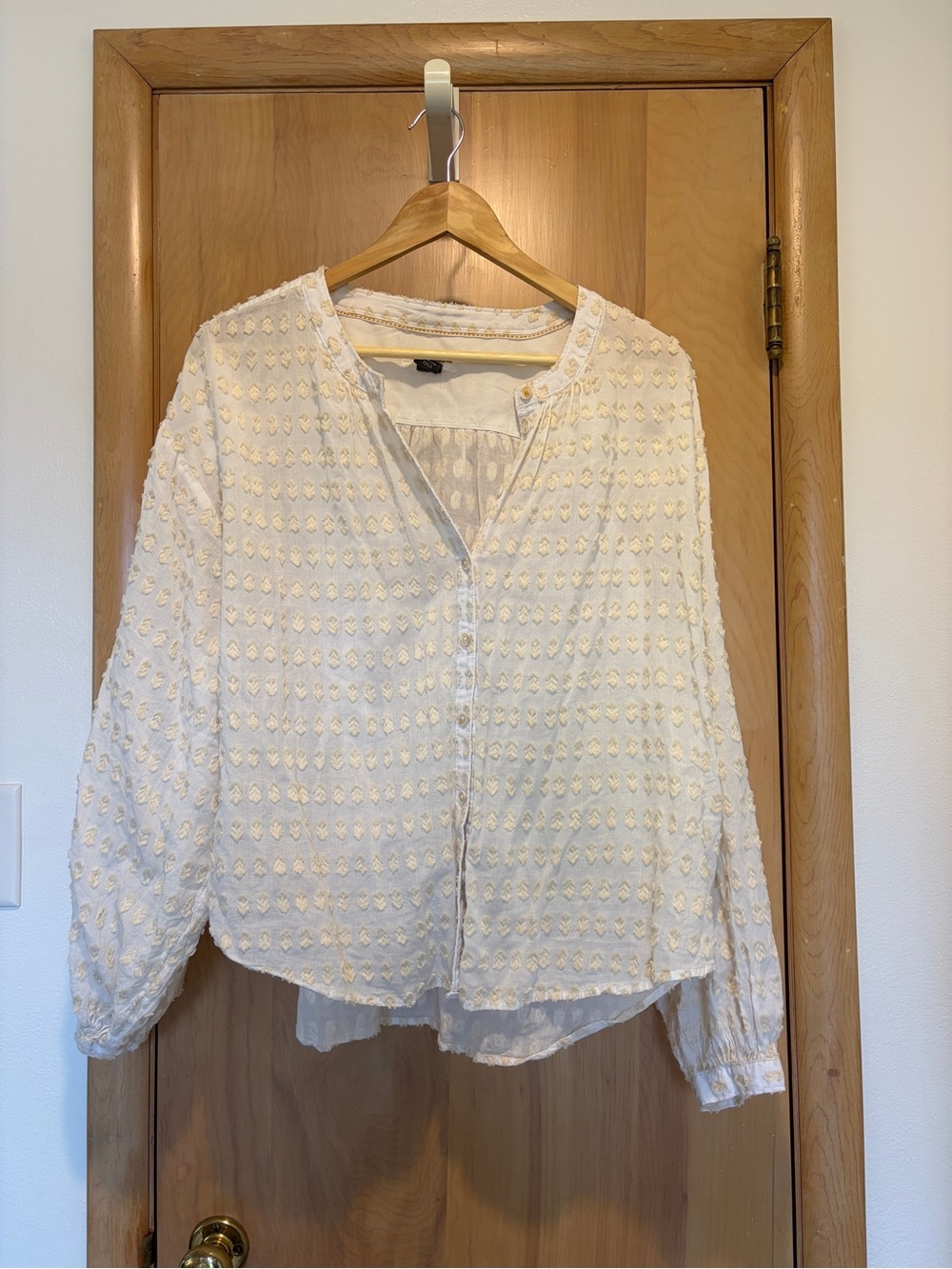 Pilcro Cream Textured Button-Up Blouse